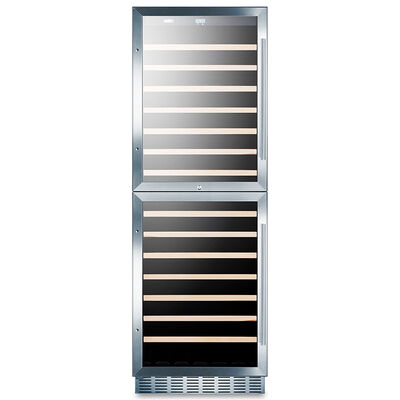 Summit 24 in. Full-Size Built-In or Freestanding Wine Cooler with 118 Bottle Capacity, Dual Temperature Zones & Digital Control - Stainless Steel | SWC1875BLH
