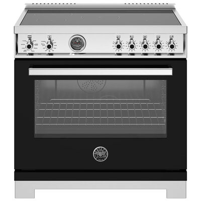 Bertazzoni Professional Series 36 in. 5.7 cu. ft. Air Fry Dual Convection Electric Range with 5 Induction Burners & Griddle - Black | PR365ICEPNET