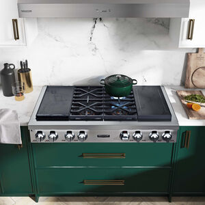 Signature Kitchen Suite 48 in. 6-Burner Smart Dual Fuel Natural Gas Rangetop with Simmer Burner & Power Burner - Stainless Steel, , hires