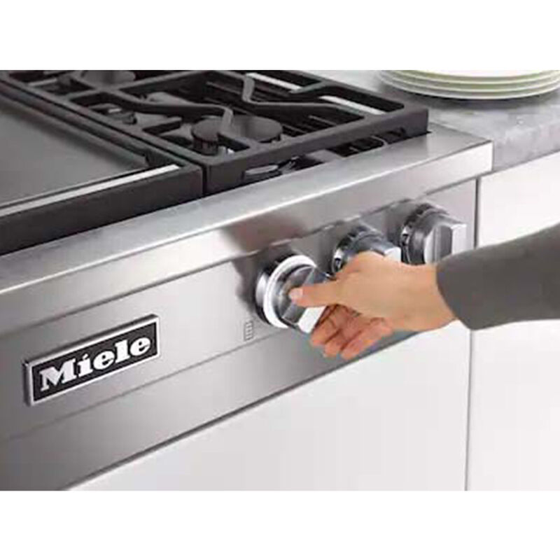 Miele 36 in. 4-Burner LP Gas Rangetop with Griddle, Simmer Burner & Power Burner - Clean Steel, , hires