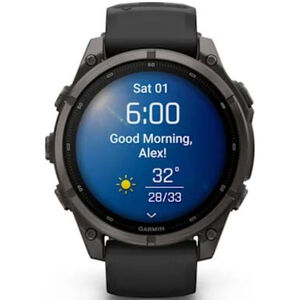 Garmin fenix 9 47 mm, AMOLED Smart Watch - Carbon Gray DLC Titanium with Black Silicone Band, , hires
