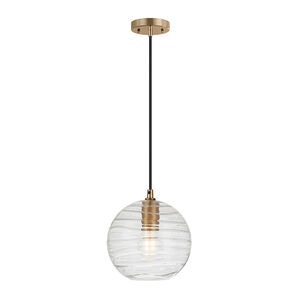 Hudson & Canal Wayve 8 in. Pendant with Rippled Clear Glass Shade - Brass, , hires