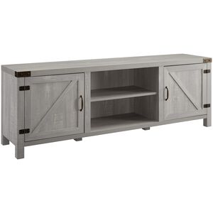 Walker Edison Barn Door 70 in. Modern Farmhouse TV Stand - Stone Gray, , hires