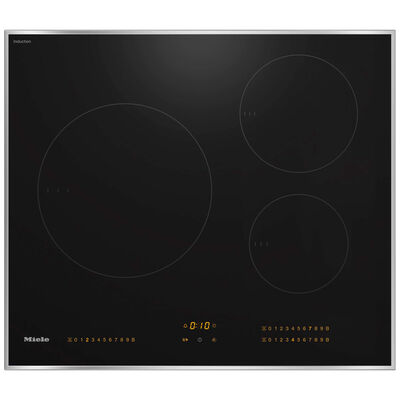 Miele 24 in. 3-Burner Smart Induction Cooktop with TwinBooster - Black with Stainless Steel Frame | KM7720FR