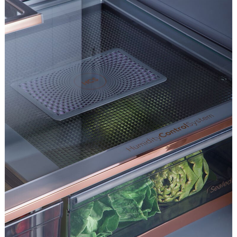 Cafe 36 in. 28.3 cu. ft. Smart 4-Door French Door Refrigerator with Internal Water AutoFill Pitcher - Platinum Glass, , hires