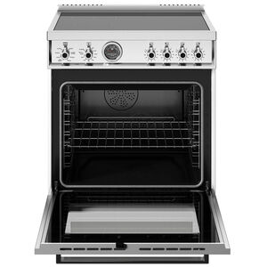 Bertazzoni Professional Series 30 in. 4.6 cu. ft. Air Fry Dual Convection Electric Range with 4 Induction Burners - White, White, hires