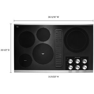 KitchenAid 36 in. 5-Burner Electric Cooktop with Downdraft, Simmer Burner & Power Burner - Stainless Steel, , hires