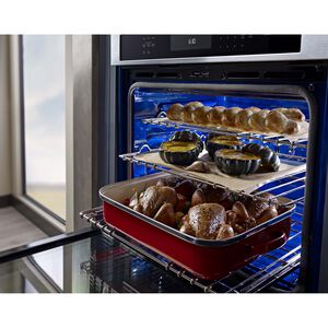 KitchenAid 30 in. 10 cu. ft. Top Control Electric Double Wall Oven with True European Convection - Stainless Steel, , hires