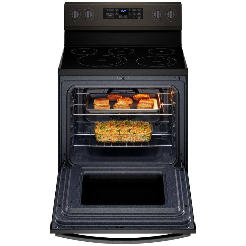 Whirlpool 30 in. 5.3 cu. ft. Air Fry Convection Oven Freestanding Electric Range with 5 Radiant Burners - Black Stainless Steel, , hires