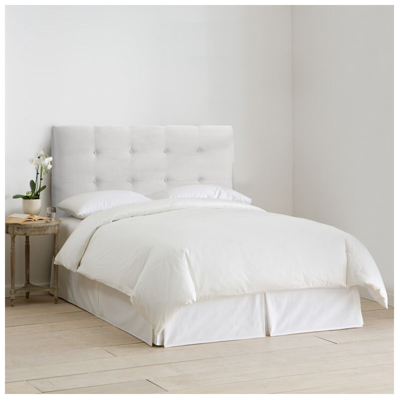 Skyline Furniture Tufted Micro-Suede Fabric Queen Size Upholstered Headboard - White, White, hires