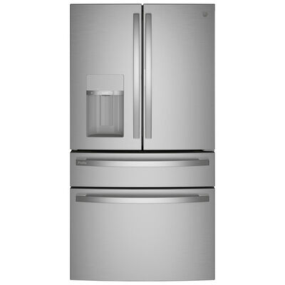 GE Profile 36 in. 27.9 cu. ft. Smart 4-Door French Door Refrigerator with Ice & Water Dispenser - Fingerprint Resistant Stainless | PVD28BYNFS