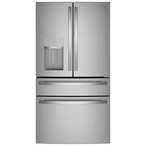 GE Profile 36 in. 27.9 cu. ft. Smart 4-Door French Door Refrigerator with External Ice & Water Dispenser - Stainless Steel, Stainless Steel, hires