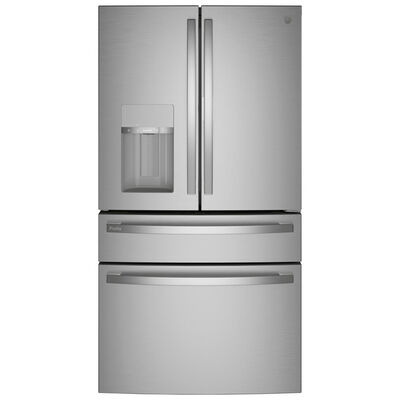 GE Profile 36 in. 27.9 cu. ft. Smart 4-Door French Door Refrigerator with External Ice & Water Dispenser - Stainless Steel | PVD28BYNFS