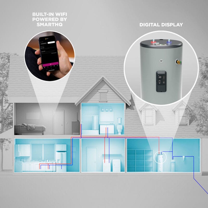 GE Smart Electric 50 Gallon Tall Water Heater with 10-Year Parts Warranty, , hires