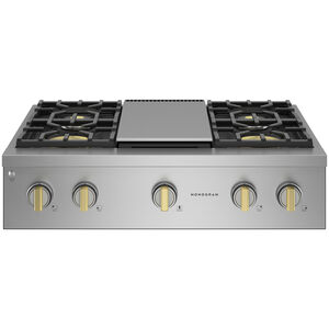 Monogram Professional Series 36 in. Natural Gas Cooktop with 4 Sealed Burners & Griddle - Stainless Steel, , hires