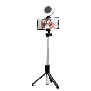 Emerge 2-in-1 Tripod Selfie Stick with LED Ring Light & Wireless Remote, , hires