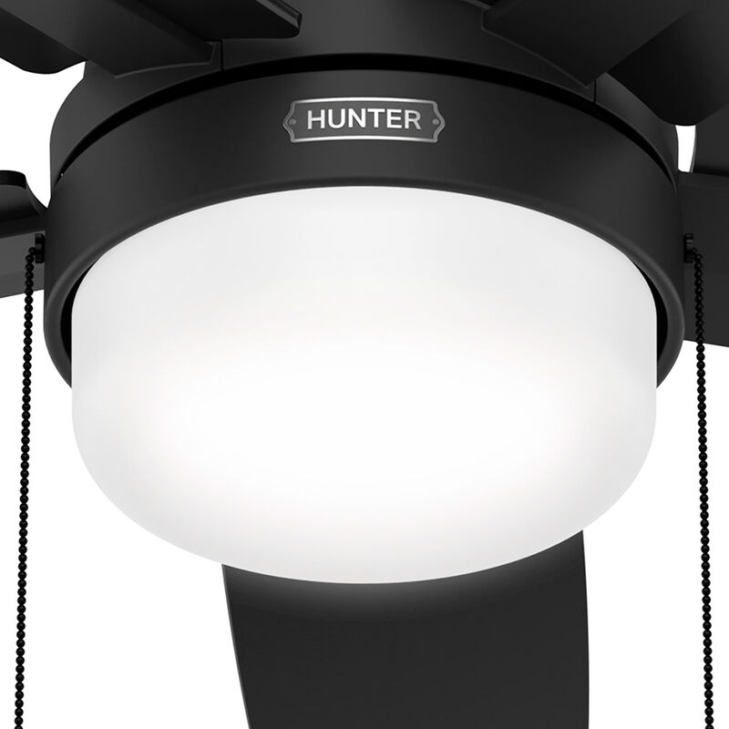 Hunter 52 in. Anisten Low Profile Ceiling Fan with LED Light & Pull Chain - Matte Black, Matte Black, hires