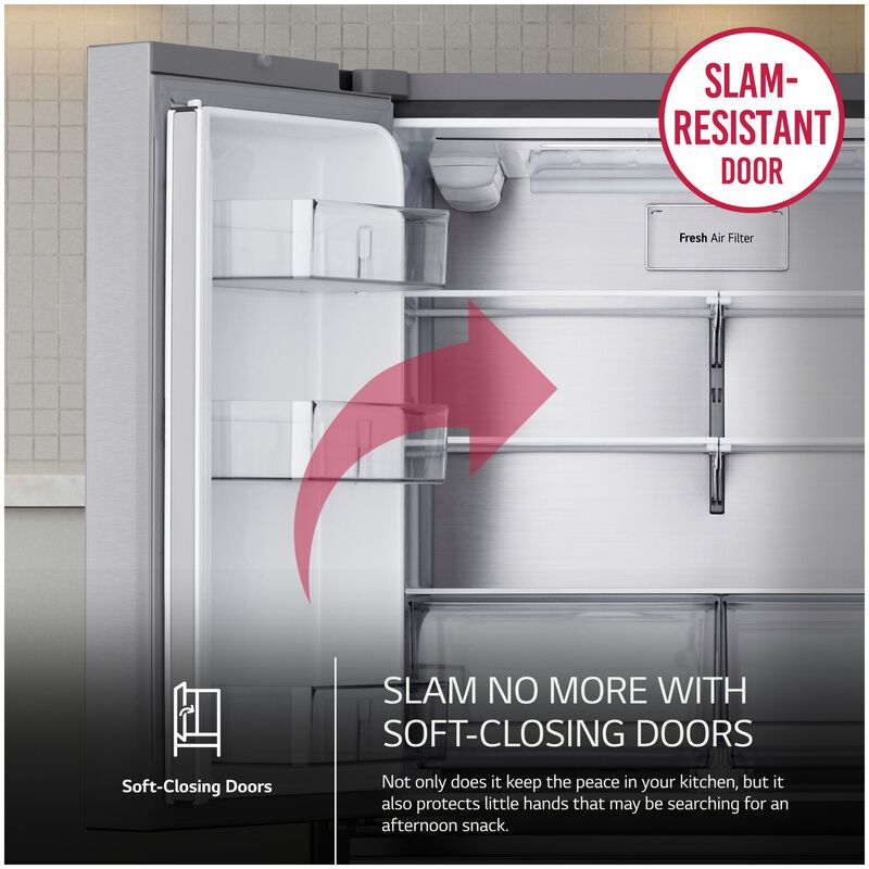 LG 36 in. 29.6 cu. ft. Smart 4-Door French Door Refrigerator with Internal Water Dispenser - PrintProof Stainless Steel, , hires