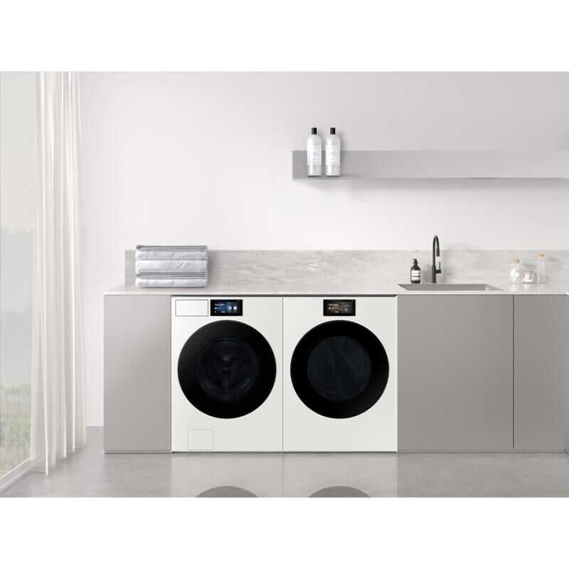 Samsung Bespoke 27 in. 5.3 cu. ft. Smart Stackable Front Load Washer with AI Home, AI OptiWash+, Sanitize & Steam Cycle - Ivory, , hires