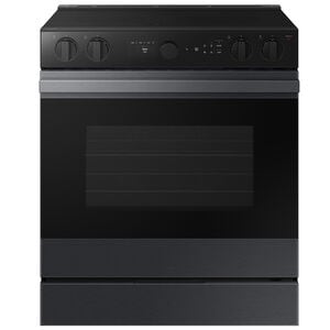 Samsung Bespoke 30 in. 6.3 cu. ft. Smart Air Fry True European Convection Slide-In Electric Range with Smoothtop Burners - Matte Black Steel, , hires