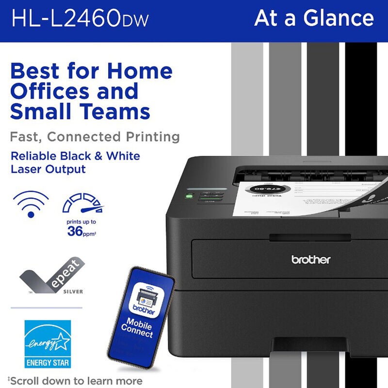 Brother HL-L2460DW Compact Monochrome Laser Printer, , hires
