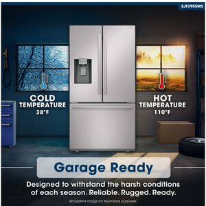 Sharp 36 in. 28.9 cu. ft. Garage-Ready French Door Refrigerator with Ice & Water Dispenser - Stainless Steel, , hires