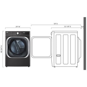 LG 29 in. 9.0 cu. ft. Smart Stackable Electric Dryer with Built-In Intelligence, TurboSteam Technology & Sensor Dry - Black Steel, Black Steel, hires