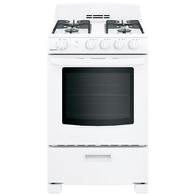Hotpoint 24 in. 2.9 cu. ft. Oven Freestanding Gas Range with 4 Sealed Burners - White | RGAS300DMWW