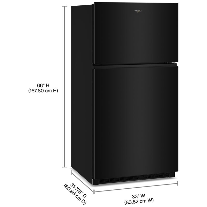 Whirlpool 33 in. 21.3 cu. ft. Top Freezer Refrigerator - Black, Black, hires