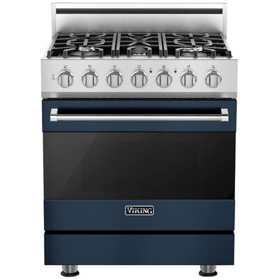 Viking 3 Series 30 in. 4.7 cu. ft. Convection Oven Freestanding Dual Fuel Range with 5 Sealed Burners - Slate Blue | RVDR33025SBL
