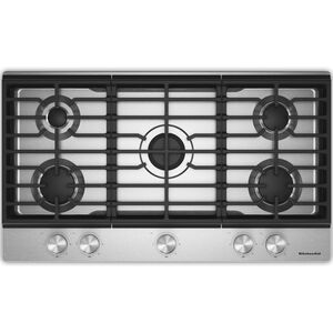 KitchenAid 36 in. 5-Burner Natural Gas Cooktop with Simmer Burner & Power Burner - Stainless Steel, , hires