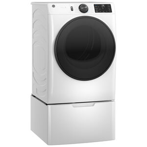 GE 28 in. 7.8 cu. ft. Smart Stackable Gas Dryer with Sensor Dry, Sanitize & Steam Cycle - White, White, hires