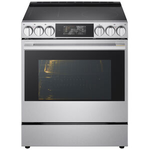 LG Signature 30 in. 6.3 cu. ft. Smart Air-Fry True European Convection Slide-in Electric Range with 4 Induction Burners & 1 Radiant Burner - PrintProof Stainless Steel, , hires