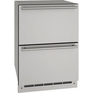 U-Line Outdoor Series 24 in. 5.4 cu. ft. Outdoor Double Refrigerator Drawer - Stainless Steel, , hires