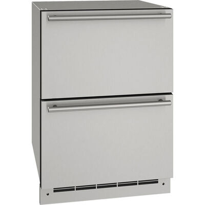 U-Line Outdoor Series 24 in. 5.4 cu. ft. Outdoor Double Refrigerator Drawer - Stainless Steel | ODR124SS61A