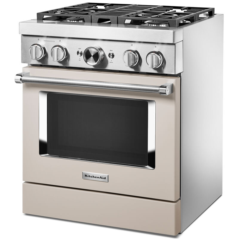KitchenAid 30 in. 4.1 cu. ft. Smart True European Convection Dual Fuel Range with 4 Sealed Burners - Milkshake, , hires