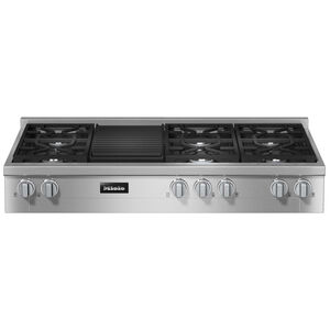 Miele 48 in. 6-Burner Natural Gas Rangetop with Grill, Simmer Burner & Power Burner - Clean Touch Steel, , hires