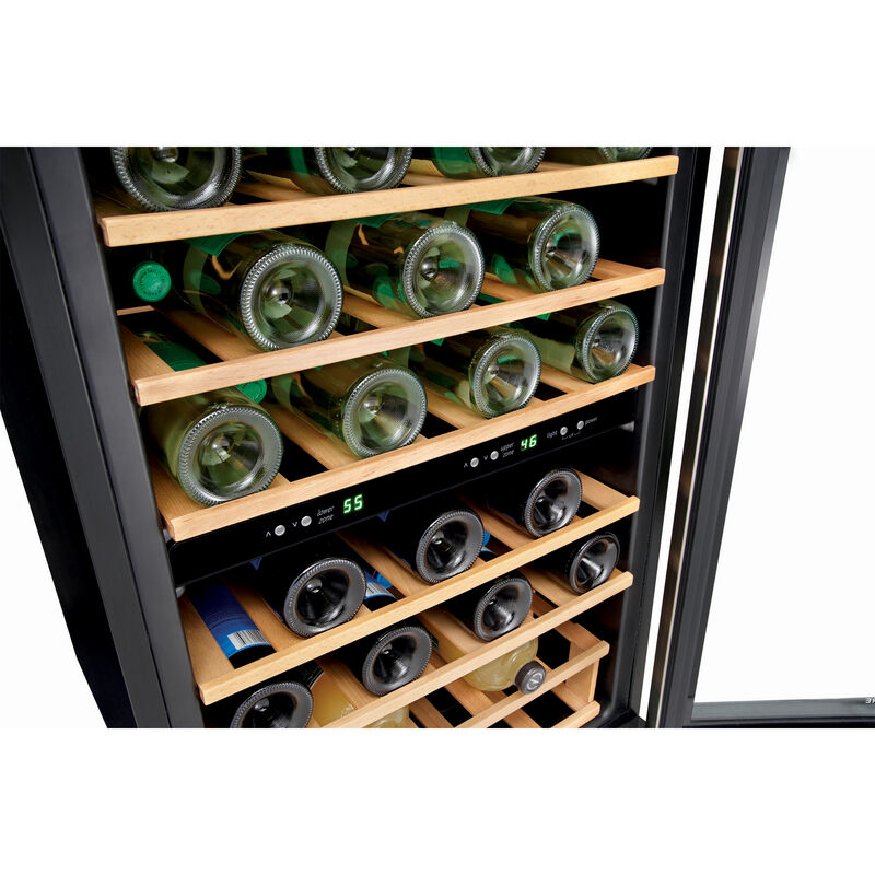 Frigidaire 22 in. Freestanding Wine Cooler with Wood Racks, Dual Temperature Zones & 45 Bottle Capacity - Stainless Steel, , hires