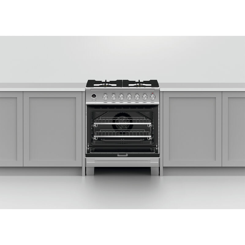 Fisher & Paykel Series 9 Classic 30 in. 3.5 cu. ft. True European Convection Dual Fuel Range with 4 Sealed Burners - Stainless Steel, , hires