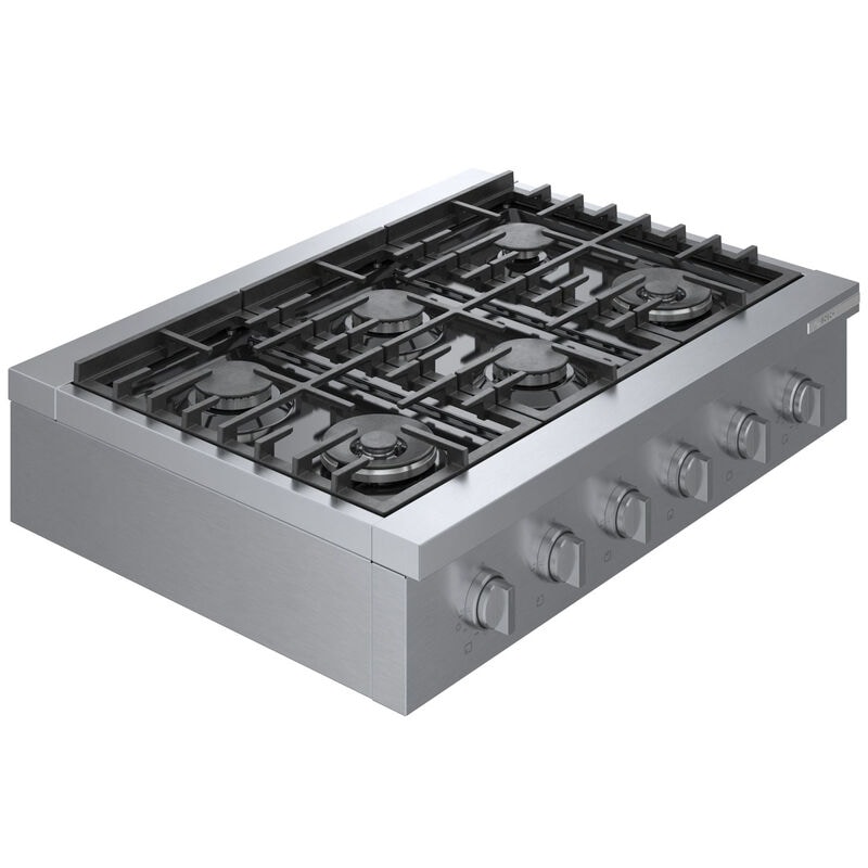 Bosch 800 Series 36 in. 6-Burner Natural Gas Rangetop with Simmer Burner & Power Burner - Stainless Steel, , hires