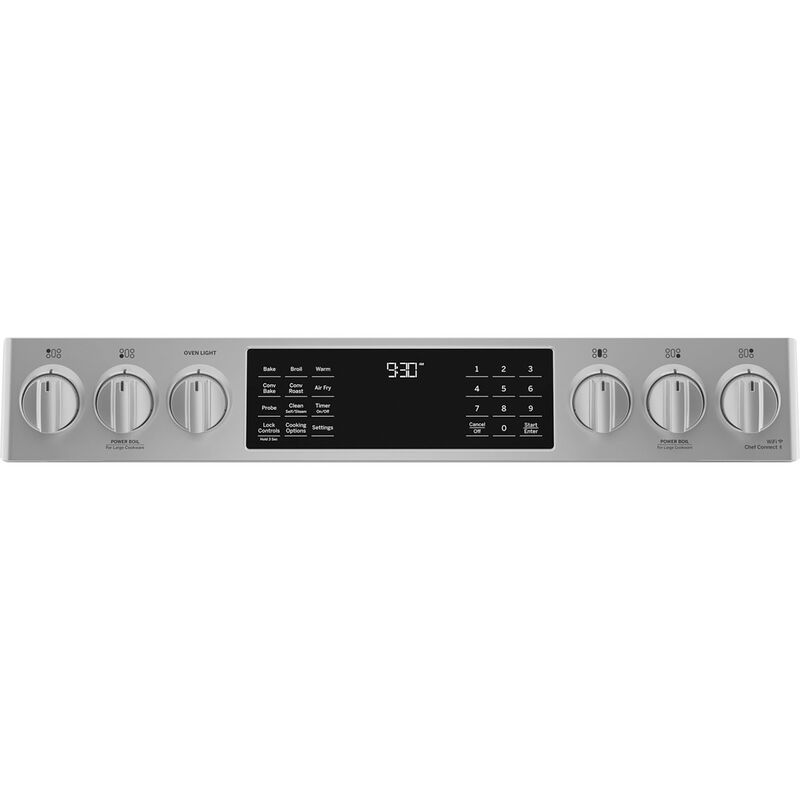 GE Profile 30 in. 5.6 cu. ft. Smart Air Fry True European Convection Slide-In Gas Range with 5 Sealed Burners, Grill & Griddle - Stainless Steel, , hires
