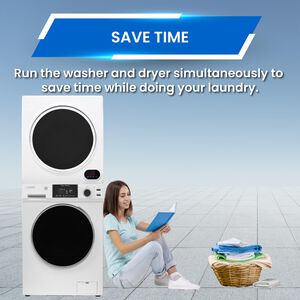 Equator 24 in. 1.6 cu. ft. Electric Front Load Laundry Center with Pet Cycle, Sanitize Cycle & Sensor Dry - White, White, hires