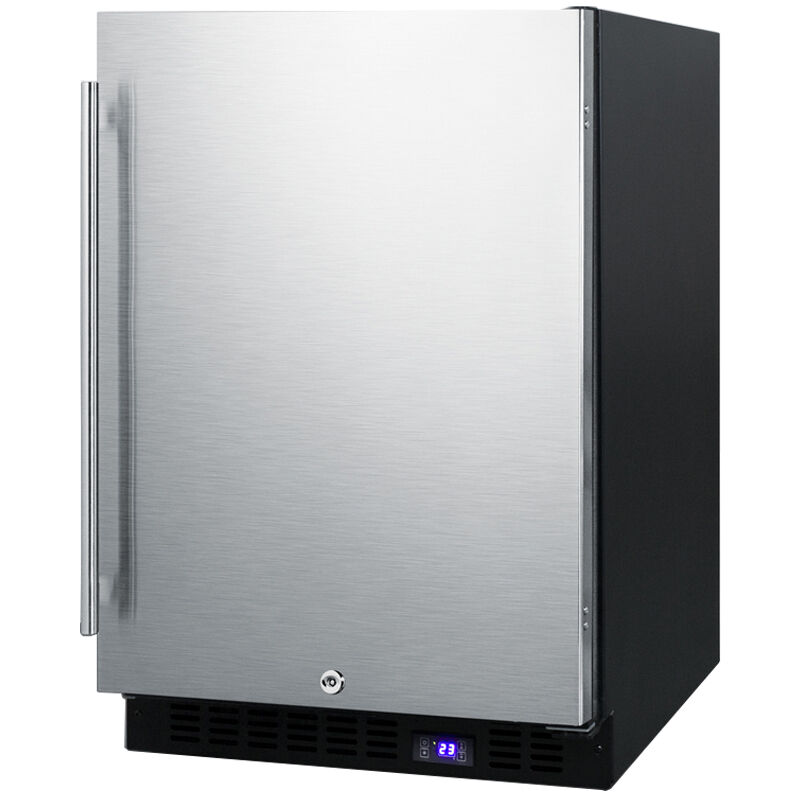 Summit 24" 4.7 Cu. Ft. Built-In or Freestanding Upright Compact Freezer with Ice Maker, Adjustable Shelves & Digital Control - Stainless Steel, , hires
