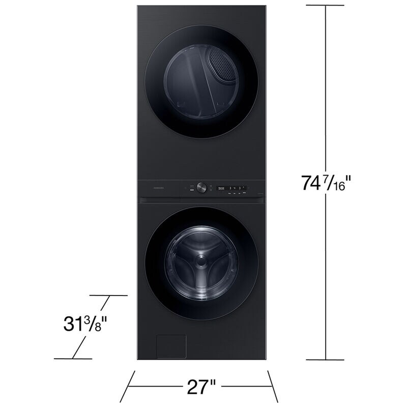 Samsung Bespoke 27 in. 4.6 cu. ft. Smart Gas Front Load Laundry Center with AI OptiWash, Sensor Dry, Sanitize & Steam Cycle - Brushed Black, , hires