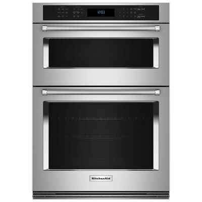 KitchenAid 30 in. 6.4 cu. ft. Electric Oven/Microwave Combo Wall Oven with True European Convection & Self Clean - Stainless Steel | KOEC530PSS