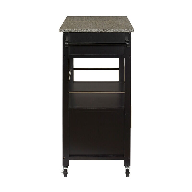 Madison Kitchen Cart with Granite Top-Black, , hires