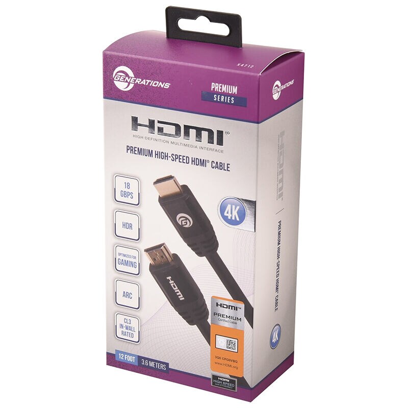 Generations Premium Series 12 FT. 18 GBPS High-Speed HDMI Cable - Black, , hires