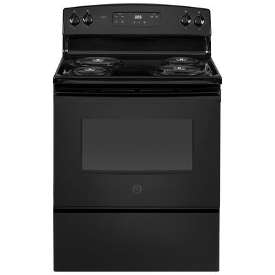 GE 30 in. 5.0 cu. ft. Oven Freestanding Electric Range with 4 Coil Burners - Black | JBS360DMBB