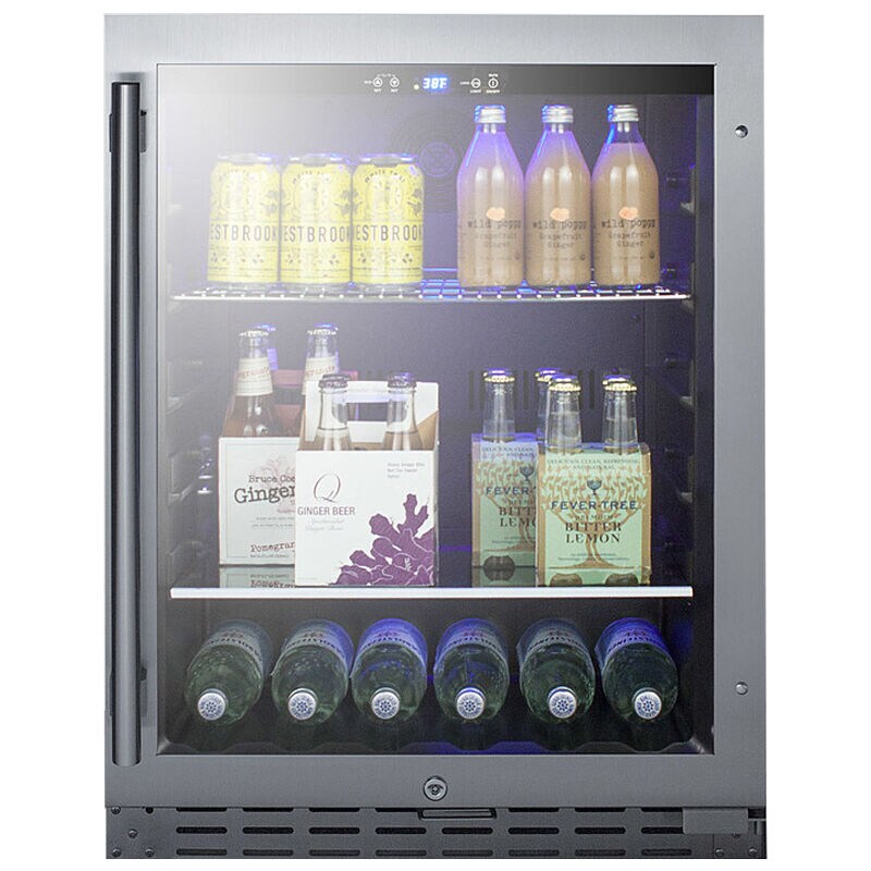 Summit 24 in. 4.2 cu. ft. Built-In/Freestanding Beverage Center with Adjustable Shelves & Digital Control - Stainless Steel, , hires