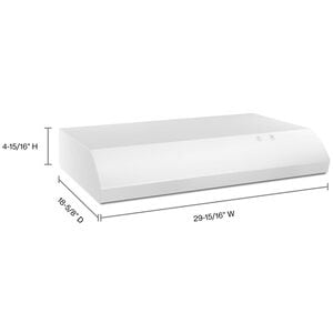 Whirlpool 30 in. Ductless Standard Style Range Hood with 140 CFM, 2 Fan Speeds & 1 Incandescent Light - White, , hires